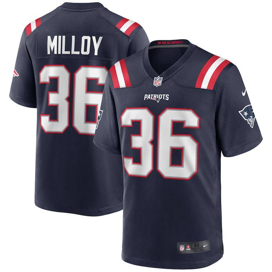 Men New England Patriots 36 Lawyer Milloy Nike Navy Game Retired Player NFL Jersey